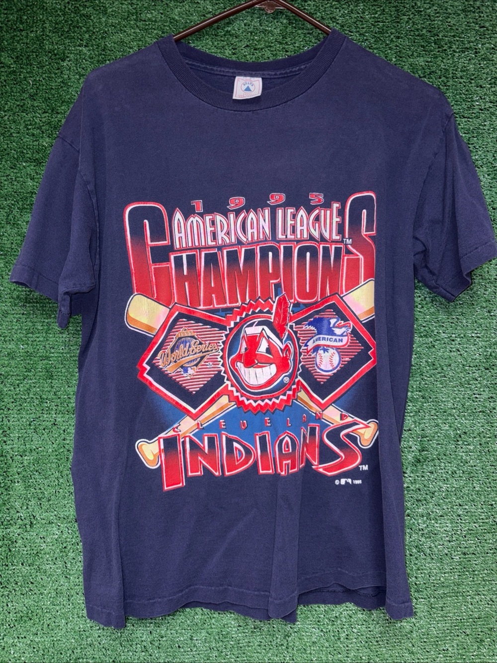 vintage 90s Cleveland Indians 1995 ALCS Champs Shirt L Delta tag